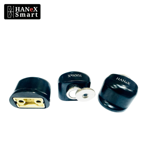 HANeX 44 BLACK Floor Stopper installed on floor protecting wall from door handle impact